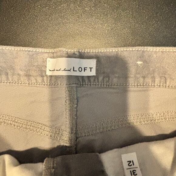 LOFT Gray Corduroy Pants 12 31 Mid Rise Stretch Soft Classic Casual Fall - Picture 2 of 7